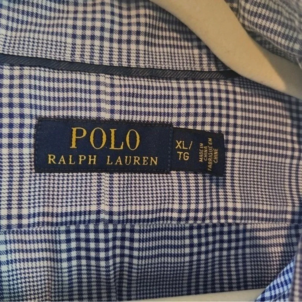 Polo Ralph Lauren Blue Plaid Long Sleeve Button‎ Down Shirt XL Cotton Breathable